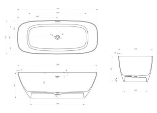Ванна из искусственного камня ABBER Stein AS9612-1.7 170x72см белый матовый
